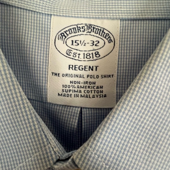 Brooks Brothers Regent Fit Blue Micro-Check Dress Shirt - 15 ½ x 32 - Picture 2 of 2